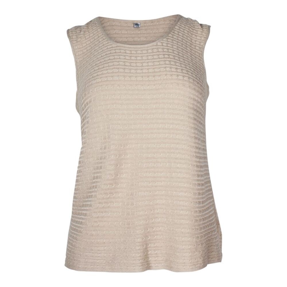 Armani Knitted Sleeveless Top in Beige Viscose